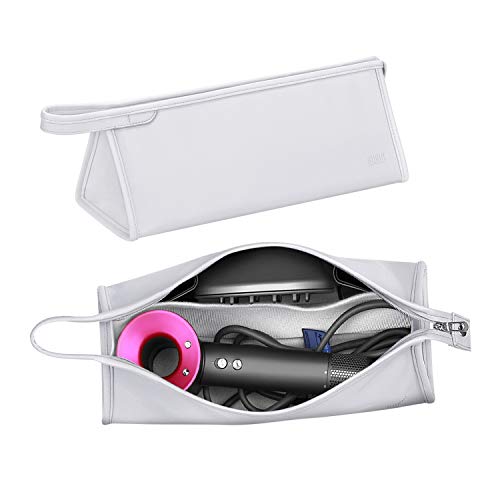 Buwico PU Leather Travel Case Portable Storage Bag for Dyson Supersonic Hair Dryer , Waterproof Anti-scratch Dustproof Shockproof Protection Organizer Travel Gift Case (Silver)