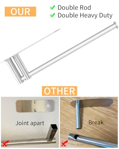 Image of Paper Towel Holder Under Cabinet, 13Inch Self-Adhesive or Wall Paper Towel Holder for Kitchen, Bathroom, RV, Brushed Nickel