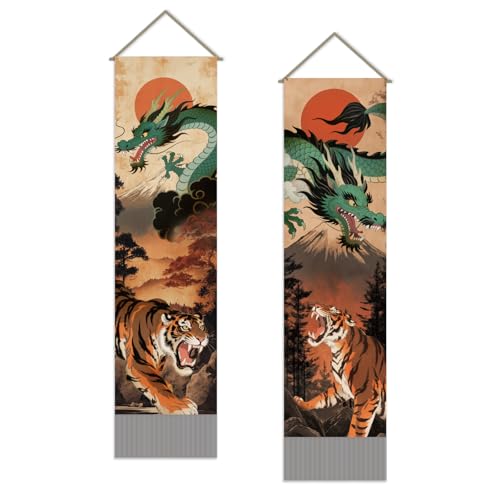 Tapisserie murale dragon et tigre pour instaurer une ambiance zen dans votre chambre