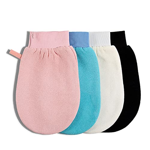 4pcs SkinSolutions Exfoliating Glove Peeling Exfoliating Gloves Shower Body Brush Fingers Bath Towel Peeling Mitt Body Scrub Gloves for Bath SPA Foam Shower Cover