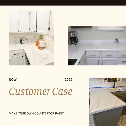 Smalltongue Countertop Paint Kit, White Marble Epoxy Countertop Paint Kit(Including Epoxy Resin), All-In-One Set, Cover Up To 35 Sq. Ft., For Marble, Granite, Formica, Laminate, Ceramic Tile Etc. #TOP5