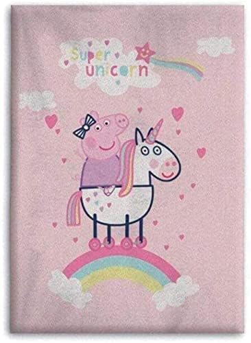 Kids Cartoon Pig Blanket Bedspread - Licensed Children Character Super Unicorn Fleece Plush Bedding Throw - Stylish Bedroom Accessories