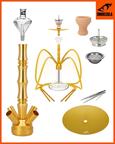 Smokezilla® MINYA 4S Aluminium Shisha Set 86cm | Komplettset mit Kaminkopf Kaminaufsatz Kopfsieb und Molassefänger… – Bild 8