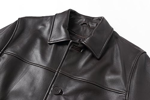 REED EST. 1950 Men's Jacket Genuine Lambskin Leather Four Button Car Coat4