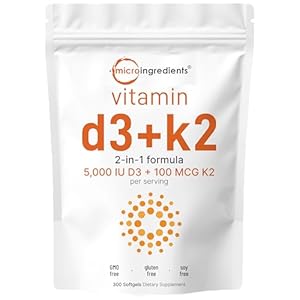 Micro Ingredients Vitamin D3 5000 IU with K2 100 m...