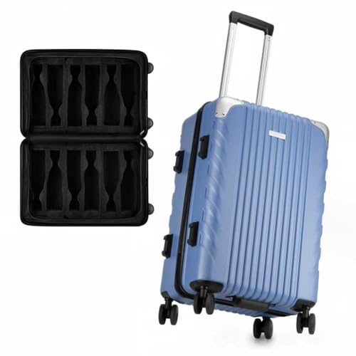 BRANTMAKER Wine Suitcase for Airplanes 12 Bottle, Wine Luggage for Airplane Travel with Removable Foam Insert and TSA Approved Lock, Hard PC Shell Travel Case with Hinomoto Double Wheels, Blue