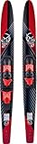 HO Sports Excel Combo Waterskis with Adjustable Horseshoe, Rear Toe Set Bindings, 67", 140 lbs +, Max Speed 26 mph, Red/Black