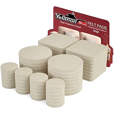 Felt Furniture Pads 56Pcs(25+50)mm Furniture Pads Self Adhesive, Cuttable Felt Chair Pads, Anti Scratch Floor Protectors for Furniture Feet Chair Legs, Furniture Felt Pads for Hardwoods Floors, Beige Cover