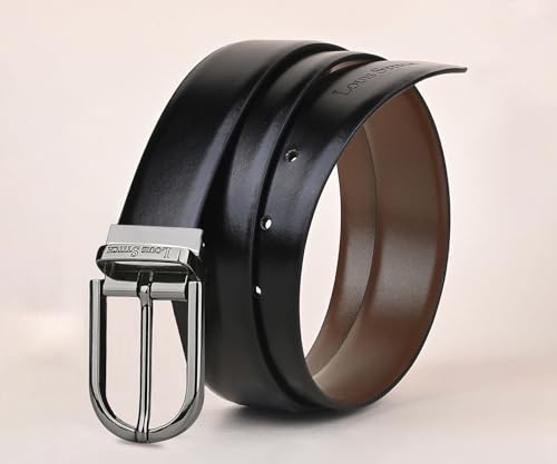 Image of LOUIS STITCH Men's Reversible Italian Leather belt for men 1.25 inch (35mm) Waist Strap Black Brown Belt (BEPLNJ)