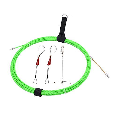 Fish Tape Electrical Wire Threader Wire Puller and Fish Tape Fastener tool 49FT(15M) (Free 1pcs Waist Tape Thong Holder Chain Clip)