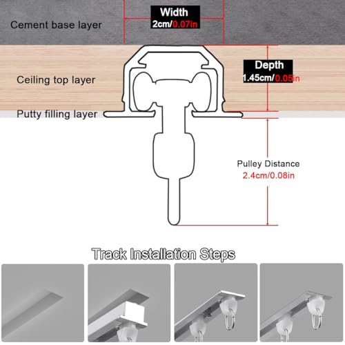 Divisor de habitación deslizante con rieles de techo ocultos para separar ambientes en el hogar 7