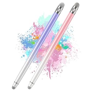 2PCS Stylus Pens for Touch Screens,Stylus Pen for iPhone/iPad/Tablet Android/Microsoft Surface,Compatible with Touch Screens(White Pink/White Purple)