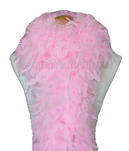 Cynthia's Feathers 80g 72" Turkey Chandelle Feather Boas over 30 Color & Patterns (Candy Pink)