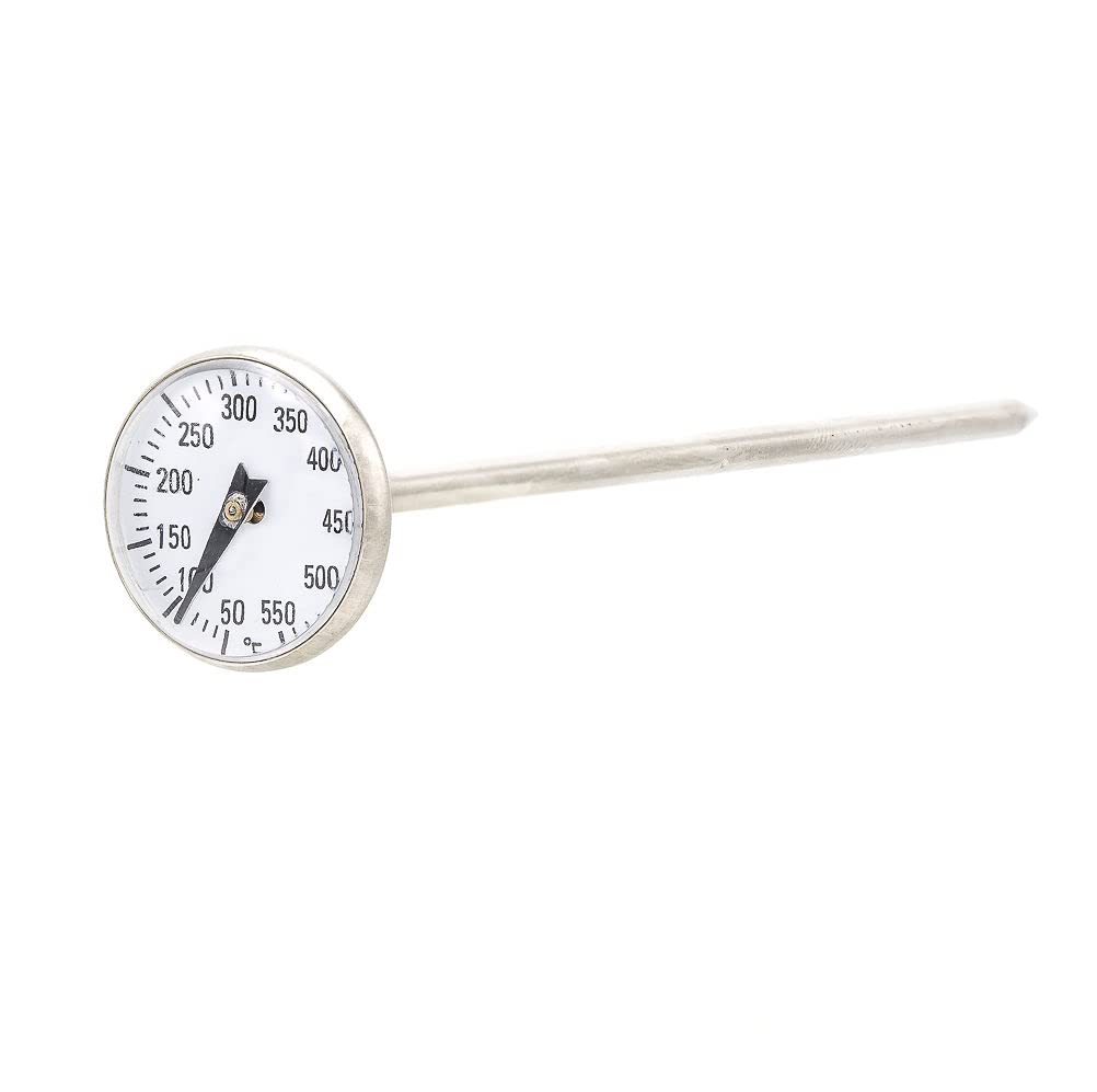 PIC Gauges B1B5-H 1â€ Dial Size, 0/220°F, 5" Stem Length, 1/8" Stem Diameter, Stainless Steel Bimetal Pocket Thermometer with Red Plastic Sleeve