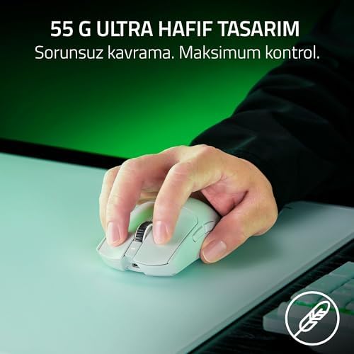 Razer Viper V3 Pro - Ultralight Kablosuz Espor Oyun Mouse'u (8K Hz HyperPolling, 55g hafif tasarım, Focus Pro Sensör 35K DPI, HyperSpeed Kablosuz, 95 saat pil ömrü) Beyaz - Görsel 5