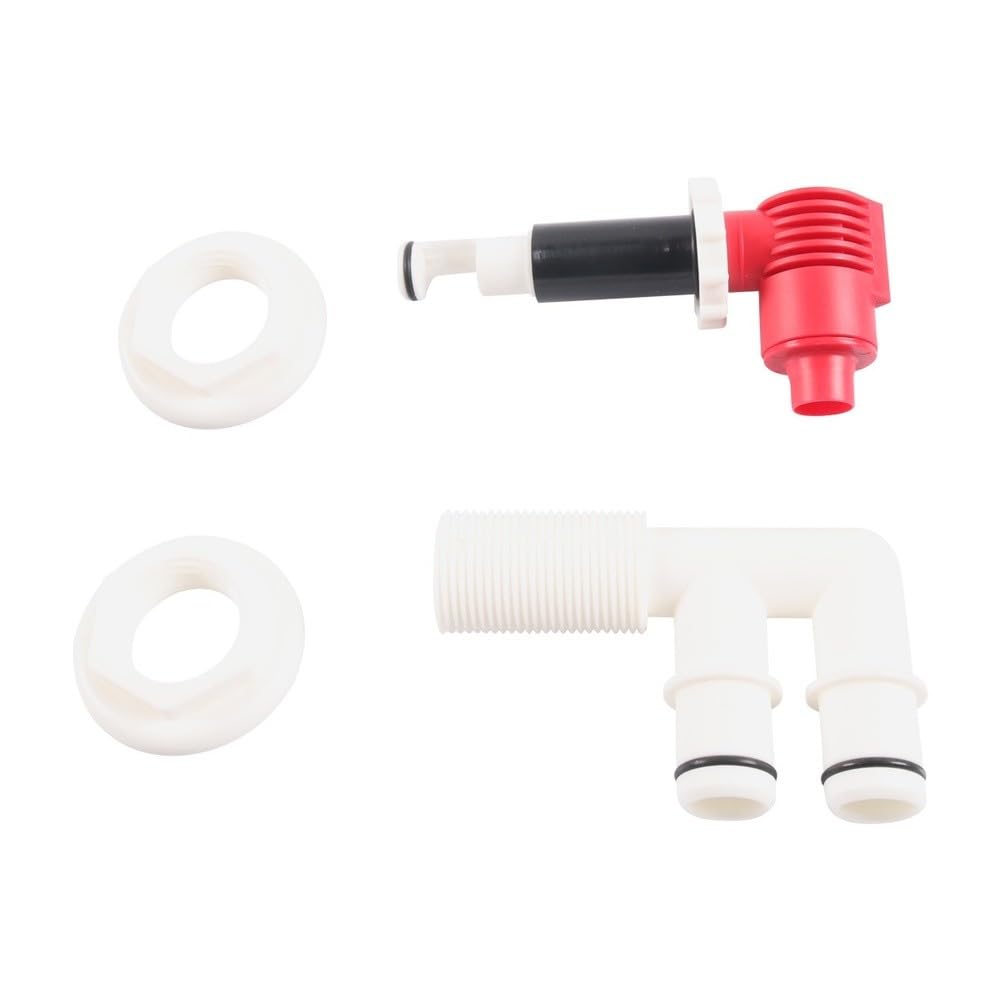 Marine Livewell zestaw zaworów napowietrzających i spustowych do łodzi rybackich – zawór napowietrzający ABS z wężem PVC, wlot/wylot 19 mm, drążek teleskopowy Push-Pull, kompaktowy otwór montażowy