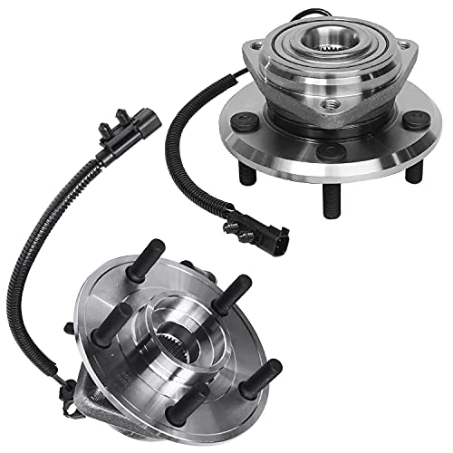 Image of Detroit Axle - 2 Front Wheel Bearing Hubs for Jeep Wrangler 2007-2010 [4-Wheel ABS], Replacement 2008 2009 Wrangler Wheel Bearing and Hubs Assembly Set