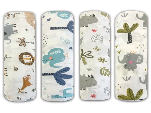 Image of Trance Home Linen Super Ultra Soft 100% Cotton New Born Baby Swaddle Wrap | New Born Babies Soft Pure Cotton Sheets | Baby Wrap Set (100x100 cm, Baby Pug, Pack of 4)