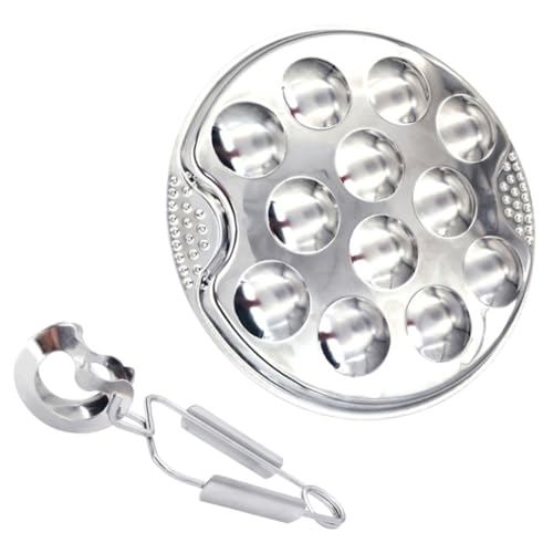 GOOHOCHY Escargot Plate Snail Baking Dish Food Grade Stainless Steel Shellfish Plate for Escargot Snail for Dinner