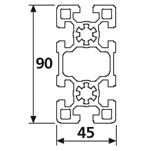 DOLD Mechatronik Aluminiumprofil 45x90S B-Typ Nut 10 (schwer), silber eloxiert Aluminium Profil 45x90 Alu Profil 45 x 90 Montage-Systemprofil - Standardlänge 2000mm