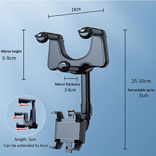 Kairiyard Car Phone Holder Mount, 360°Rotatable And Retractable Car Rearview Mirror Phone Holder Multifunctional Universal Cell Phone Mount Stand For All Mobile Phones #TOP7