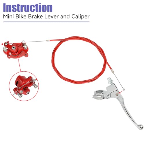 Image of Mini Bike Rear Brake Caliper, Brake Lever Kit Compatible with Monster Mega Moto MMB80 GMB100 Colemen CT100U CC100X Baja DB30 Monster Motovox MBX10 MBX11 Predator 79cc 97cc 100cc Engine Parts