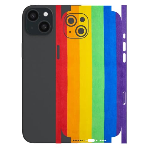 Image of AtOdds - Full Body Back Screen Guard Protector Film - Lamination Wrap Skin Sticker for iPhone 15 Plus | Scratchproof Matte Finish (Design - Rainbow)