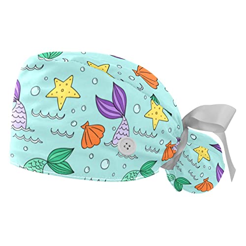 Chapeaux bouffants lavables JDEZ imprimé marin pour la protection des cheveux longs en atelier