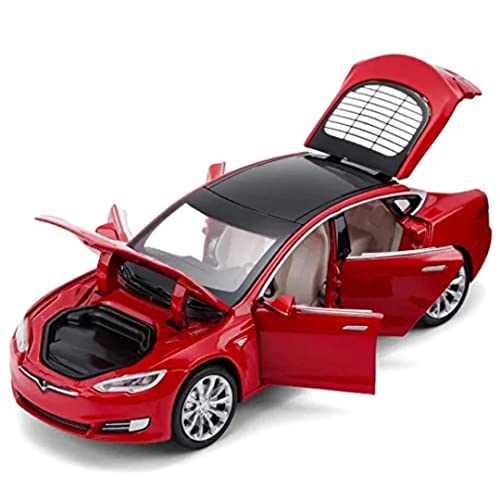 Image of DEOXY 1:32 Scale Tesla Model S Die-Cast Toy Car - Black Electric Car Model with Openable Doors, Hood & Trunk, Pull Back Action, Light & Sound Effects - Metal Body for Kids (Black)