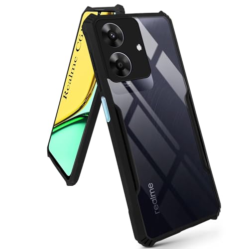 Image of Jkobi Back Cover Case for Realme C61 | Realme Narzo N61 (Polycarbonate Clear Panel with Shockproof | Professional Black)