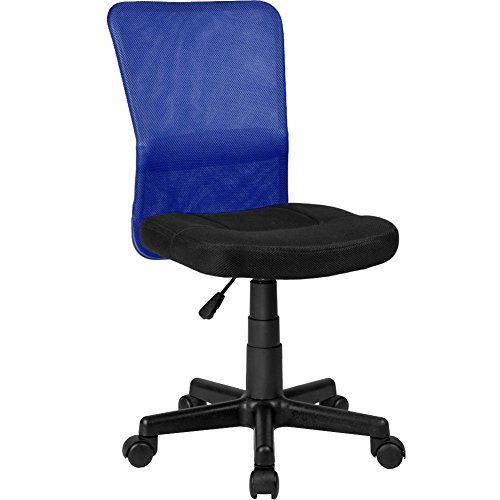 Sedia Scrivania Ufficio Cameretta Girevole in Tessuto Rete Altezza Regolabile con Ruote Nero Blu