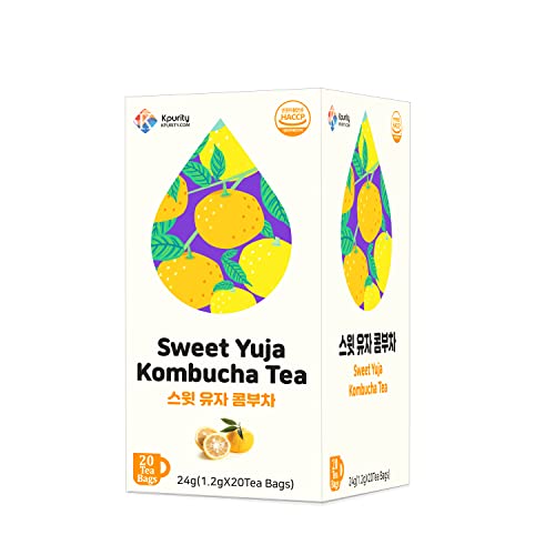 Kpurity Sweet Yuja Kombucha Tea 20 Tea Bags Probiotics Prebiotics Support Gut Health Immune System Antioxidant Sparkling Fermented Powder Mix Beverage #TOP1