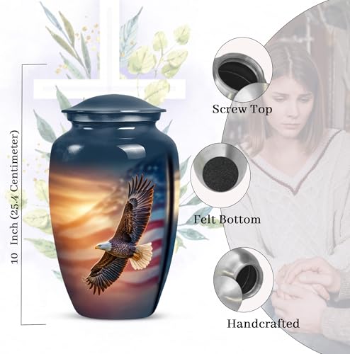 Image of Eagle American Flag Urns for Human Ashes Adult-Funeral Blue Urn for man