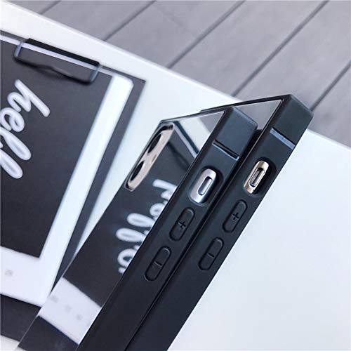 Luvi Square For Iphone 13 Pro Max Mirror Case For Women Makeup Cute Luxury Glossy Glass Mirror Back Design Cover With Silicone Bumper Slim Thin Case For Iphone 13 Pro Max 6.7 Inch #TOP3