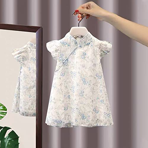 Toddler Girls Fly Short Sleeve Qipao Tang Suit Dress Chinese Traditional Cheongsam Floral Casual Dresses for Baby2