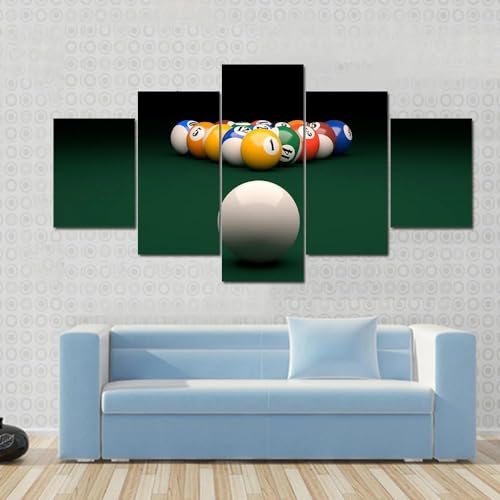 Tableau cuisine decoration murale de billard en toile peinture 5 parties