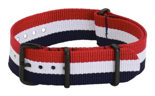 Clockwork Synergy Premium Nylon Ballistic Watch Straps bands PVD Black Hardware (18mm, Red/White/Blue)