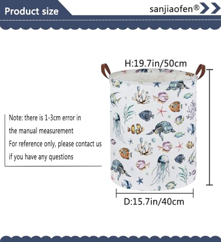 Image of Kids Laundry Hamper,Ocean Laundry Basket Collapsible Boys and Girls Storage Baskets for Home Decor,Office,Toy Organizer,(Ocean)