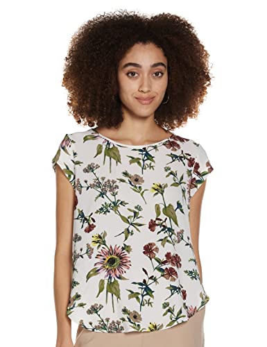 ONLY Printed Short Sleeved Top - Canottiera Donna, Multicolore (Cloud Dancer/Aop:Botanical), IT 44