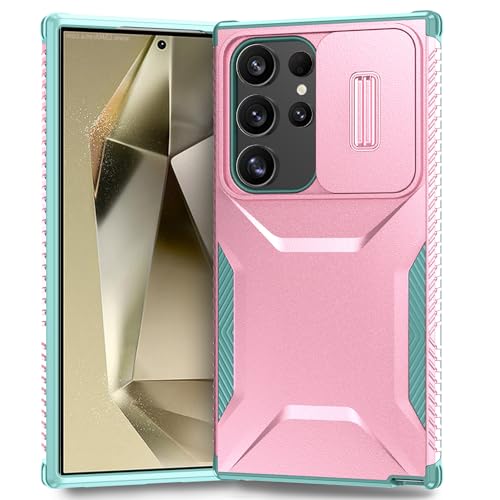 Coque Samsung S24 Ultra rose avec protection caméra coulissante antichoc