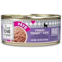 I AND LOVE AND YOU Wet Cat Food - Purrky Turkey Pate - Turkey Recipe, Grain Free, Filler Free, 5.5oz Pack of 12 Cans