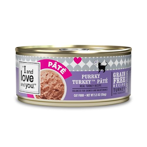 I AND LOVE AND YOU Wet Cat Food - Purrky Turkey Pâté - Turkey Recipe, Grain Free, Filler Free, 5.5oz Pack of 12 Cans