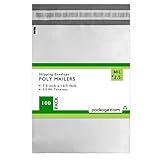 PackageZoom 100 Pack 7.5 x 10.5 Poly Mailer Shipping Envelopes Double Layer 2.5 Mil Self Sealing Envelopes Waterproof Tear Proof Envelopes White