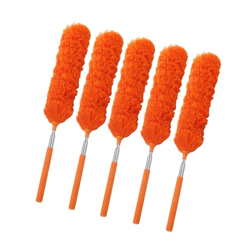 Plumero de limpieza de fibra flexible con cabezal flexible, diseño de mango extensible para quitar el polvo de rieles de cortina, estantes y removedor de cabezales flexibles electrónicos