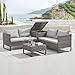 SVITA Kansas Rattanlounge Gartenmöbel Set Sitzgarnitur Outdoor Sitzlounge Terrasse Gartensofa Kissenbox Tisch Polyrattan Stahlgestell Grau