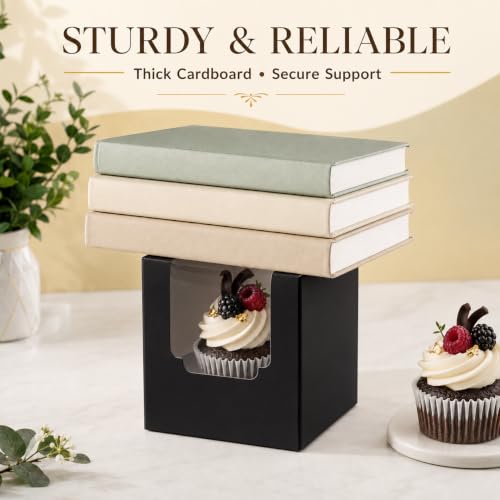 Image of BOOMIBOO 75 Pack Individual Cupcake Containers, Cupcake Boxes with Window