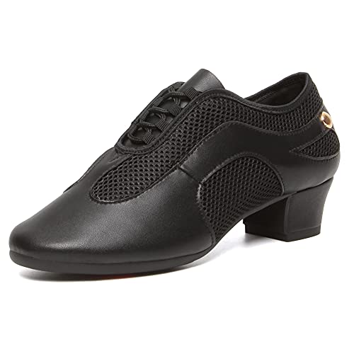 VCIXXVCE Femmes Chaussures de Pratique de Danse Latine à Lacets Moderne Salsa Chaussure de Danse de Salon Talon Bas,37 EU Cover
