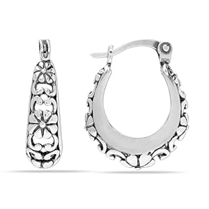Charmsy 925 Sterling Silver Hoop Earrings | 925 Silver Filigree Hoops Earring | Lightweight Italian Mesh Filigree Basket Design Small Hoops for Women and Teens