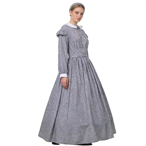 BPURB Womens American Pioneer Costume Dress Historical Modest Prairie Colonial Dress
