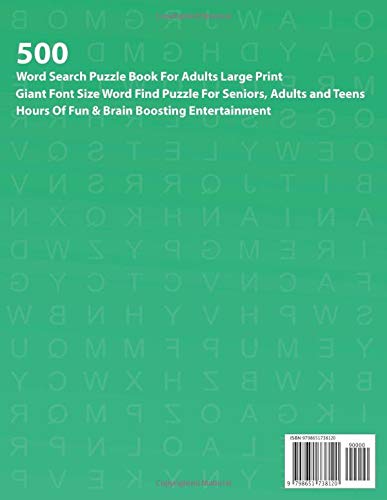 500 Word Search Puzzle Book For Adults Large Print: Giant Font Size Word Find Puzzle For Seniors, Adults and Teens Hours Of Fun & Brain Boosting Entertainment (Vol.3)
